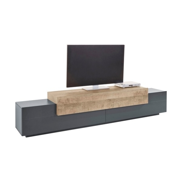 Mobile Porta TV 240 Cm Con 3 Ante Effetto Legno Antracite Corona