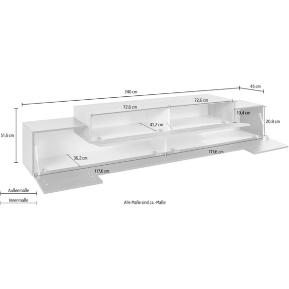 Mobile Porta TV 240 Cm Con 3 Ante Effetto Legno Antracite Corona