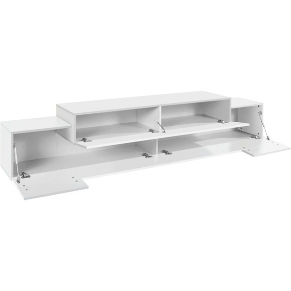 Mobile Porta TV 240 Cm Con 3 Ante Bianco Lucido Laccato Corona