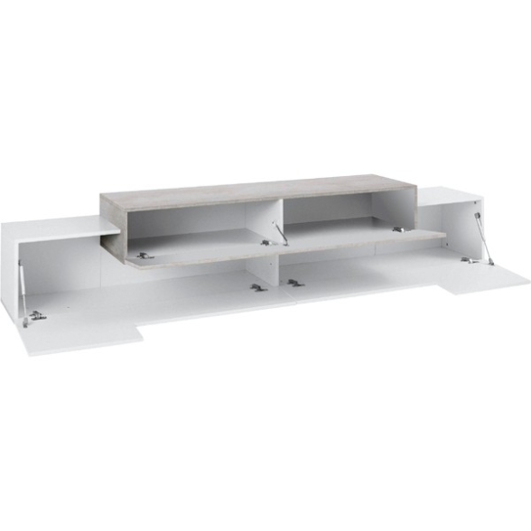 Mobile Porta TV 240 Cm Con 3 Ante Bianco Lucido E Cemento Corona