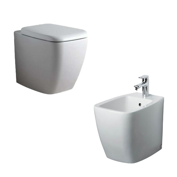 Sanitari Filo Muro Ideal Standard In Ceramica Vaso E Bidet + Sedile Serie 21