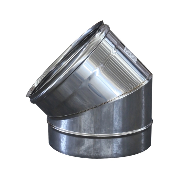 Curva 45° monoparete in acciaio inox AISI 304 per canna fumaria