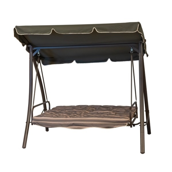 Dondolo Letto 3 Posti Schienale Reclinabile 202x115x170h Moka A Righe Luxury