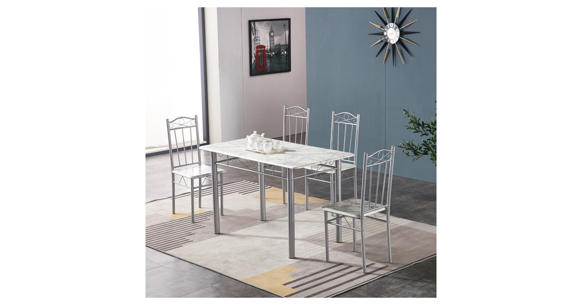 Tavolo cucina con 4 sedie moderno da pranzo mobili set in legno e acciaio 120X70 
