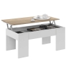 Tavolino Da Salotto Con Piano Elevabile 50x100x45 Cm Rovere E Bianco