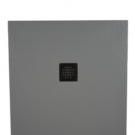 Piatto doccia in mineralmarmo 70x120 cm grigio chiaro effetto pietra con griglia e piletta sifonata