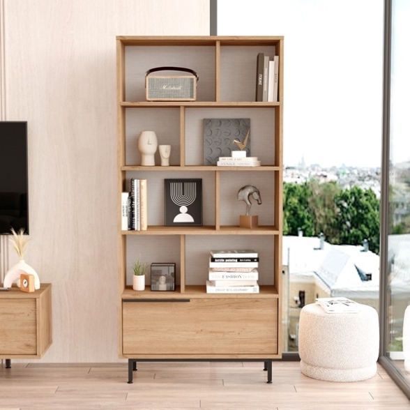 Libreria Moderna Con Vani A Giorno Ed Anta Frontale Ocean Legno