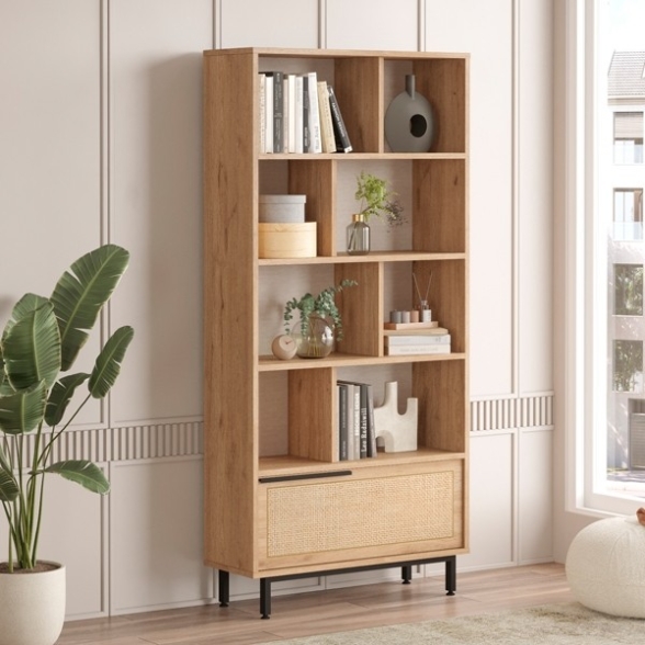 Libreria Moderna Con Vani A Giorno Ed Anta Frontale Ocean Rafia