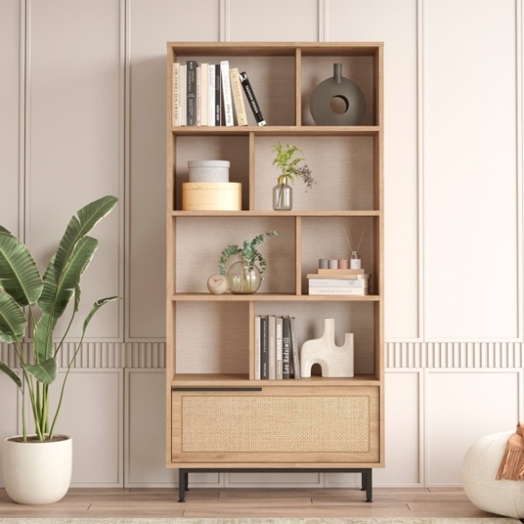 Libreria Moderna Con Vani A Giorno Ed Anta Frontale Ocean Rafia