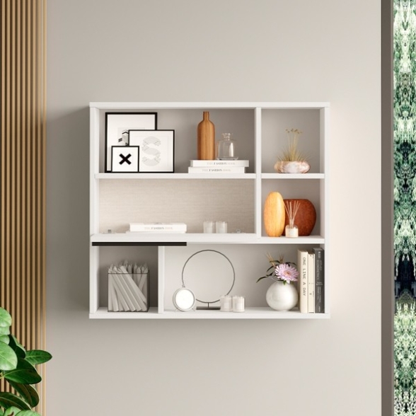 Mensola A Parete Con Anta Frontale E Vani A Giorno Design Moderno Ocean Bianca