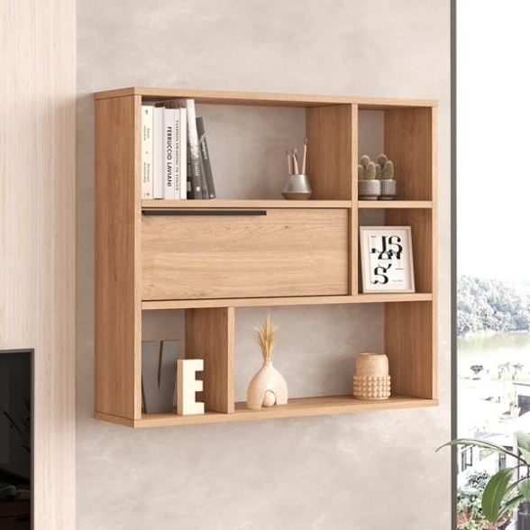 Kit Mobile Libreria 80 Cemento 6 Ripiani Design a Giorno Legno Modulare  Moderna