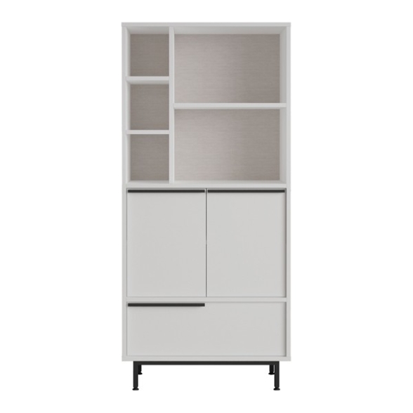 Mobile Multiuso Da Bagno Con Ante Frontali E Vani A Giorno 75x36x160 Bianco Ocean