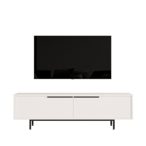 Mobile TV Con Piedini In Ferro 2 Ante Frontali 160x36x45 Ocean Bianco