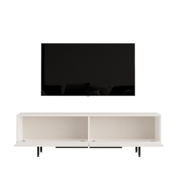 Mobile TV Con Piedini In Ferro 2 Ante Frontali 160x36x45 Ocean Bianco