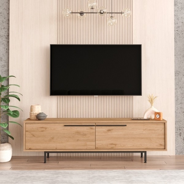Mobile TV Con Piedini In Ferro 2 Ante Frontali 160x36x45 Ocean Legno