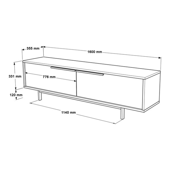 Mobile TV Con Piedini In Ferro 2 Ante Frontali 160x36x45 Ocean Juta