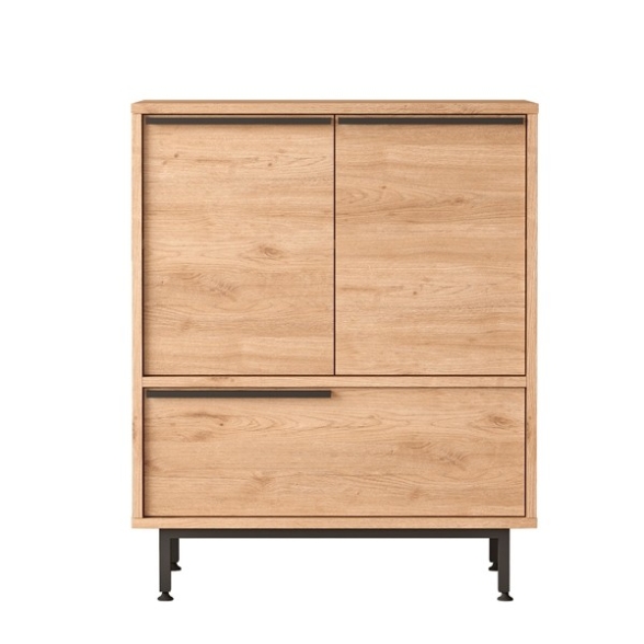 Mobile Basso Multifunzione 75x36x90 Con Piedini Neri Ocean Legno