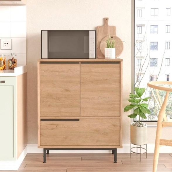 Mobile Basso Multifunzione 75x36x90 Con Piedini Neri Ocean Legno