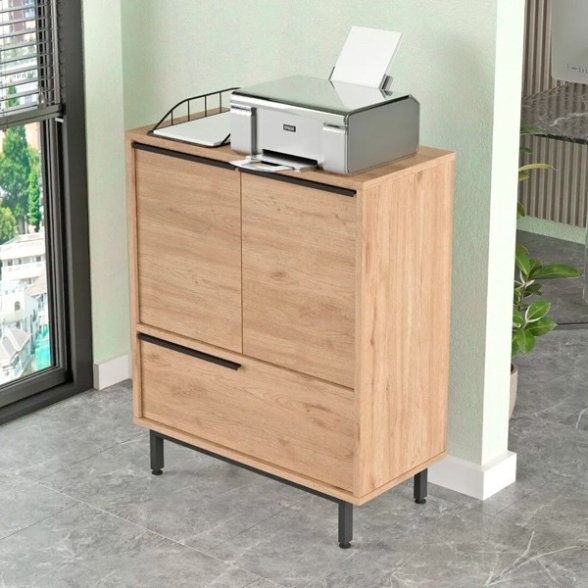 Mobile Basso Multifunzione 75x36x90 Con Piedini Neri Ocean Legno