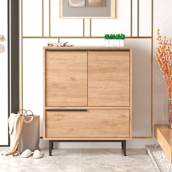 Mobile Basso Multifunzione 75x36x90 Con Piedini Neri Ocean Legno