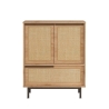 Mobile Basso Multifunzione 75x36x90 Con Piedini Neri Juta Legno