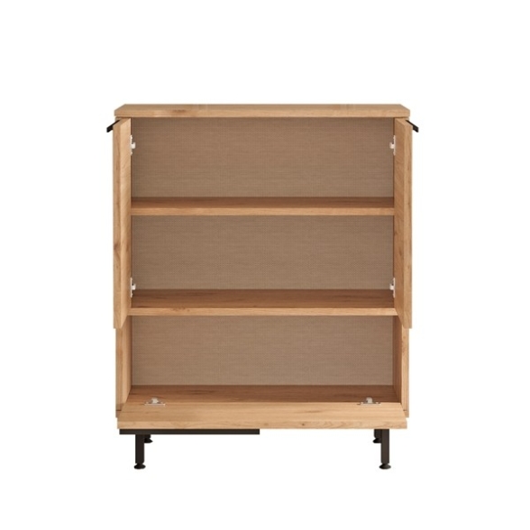 Mobile Basso Multifunzione 75x36x90 Con Piedini Neri Juta Legno
