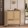 Mobile Basso Multifunzione 75x36x90 Con Piedini Neri Juta Legno