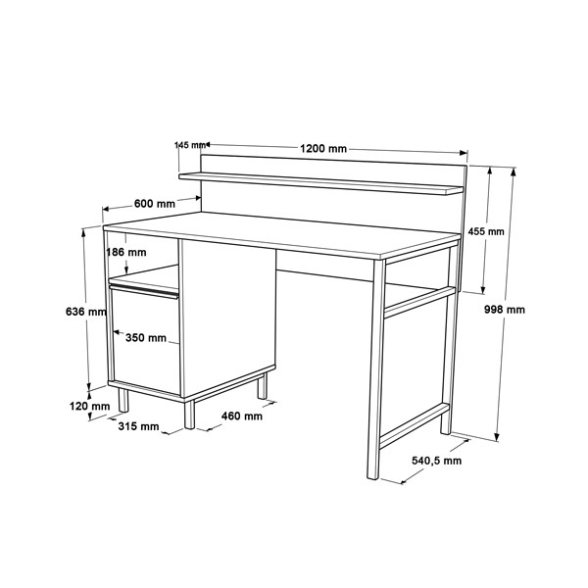 Scrivania Design Moderno 120 Cm Con Vano Contenitore Legno Ocean
