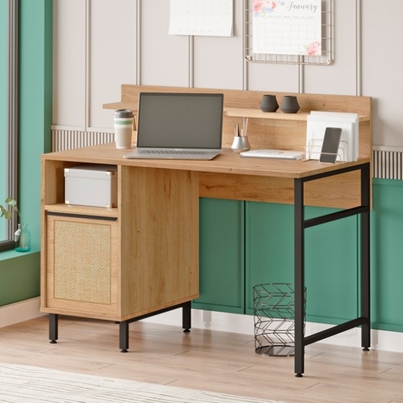 Scrivania Design Moderno 120 Cm Con Vano Contenitore Rafia Ocean