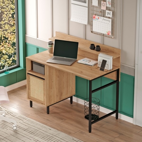Scrivania Design Moderno 120 Cm Con Vano Contenitore Rafia Ocean