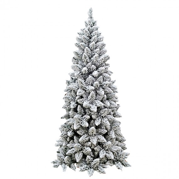 Albero di Natale abete artificiale bianco innevato 180 cm Fiocco Slim 560  rami