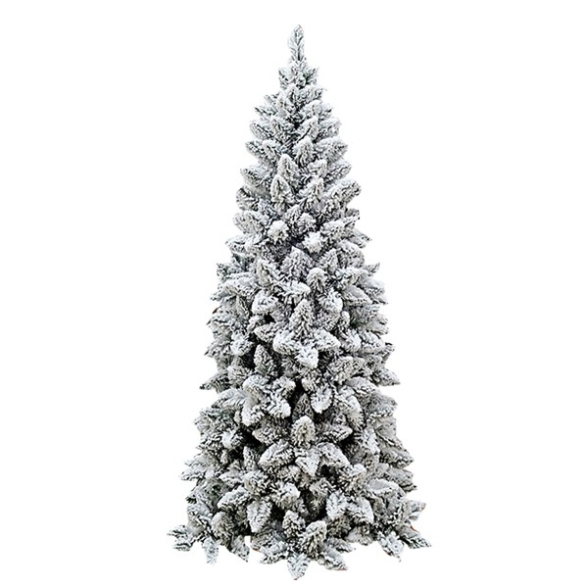 Albero di Natale abete artificiale bianco innevato 210 cm Fiocco Slim 820 rami