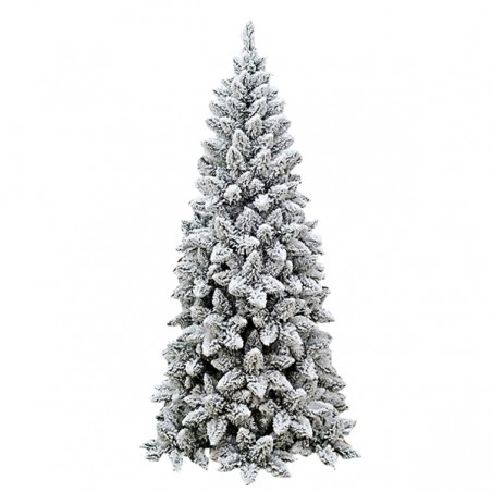 Albero di Natale abete artificiale bianco innevato 210 cm Fiocco Slim 820  rami