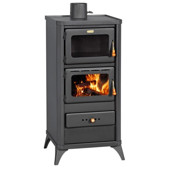 Stufa A Legna Con Forno 16 kW In Acciaio E Ghisa Fime Antracite