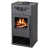 Stufa A Legna Con Portalegna 16 kW In Acciaio E Ghisa Elegant Antracite