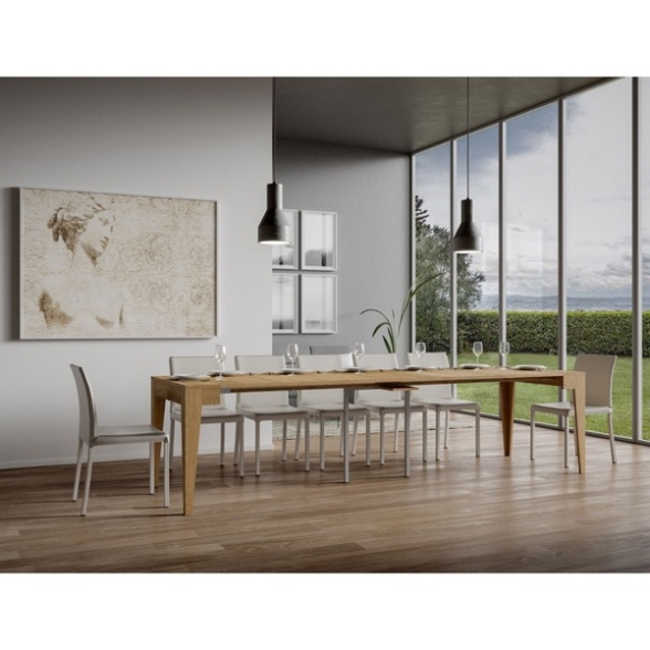 Tavolo consolle allungabile 90x42/302 Isotta effetto legno quercia