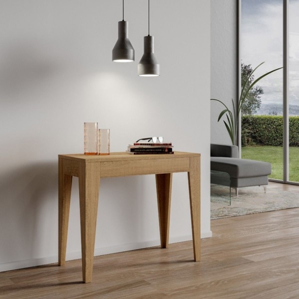 Tavolo consolle allungabile 90x42/302 Isotta effetto legno quercia