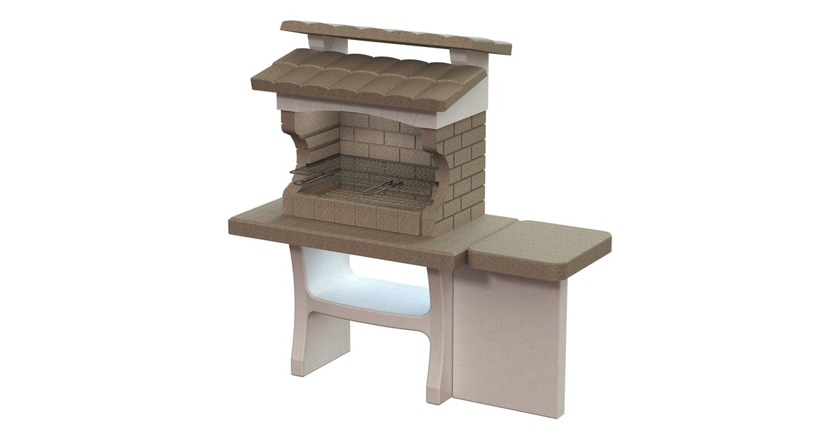 Barbecue A Legna In Muratura Con Ripiano Laterale 159x72x162 Luxor Sarom