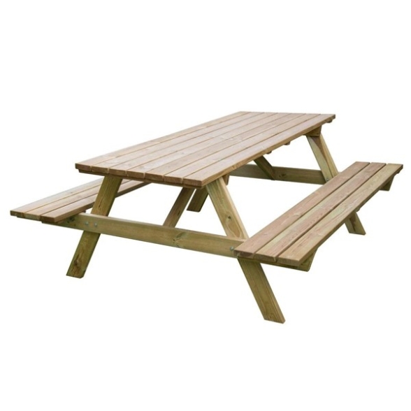 Tavolo Da Picnic In Legno Di Pino Impregnato Con 2 Panche L. 180 Cm