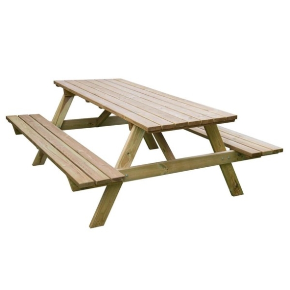Tavolo Da Picnic In Legno Di Pino Impregnato Con 2 Panche L. 180 Cm