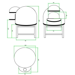 Forno a legna artigianale per pizze diametro interno 80 cm con base Vietri