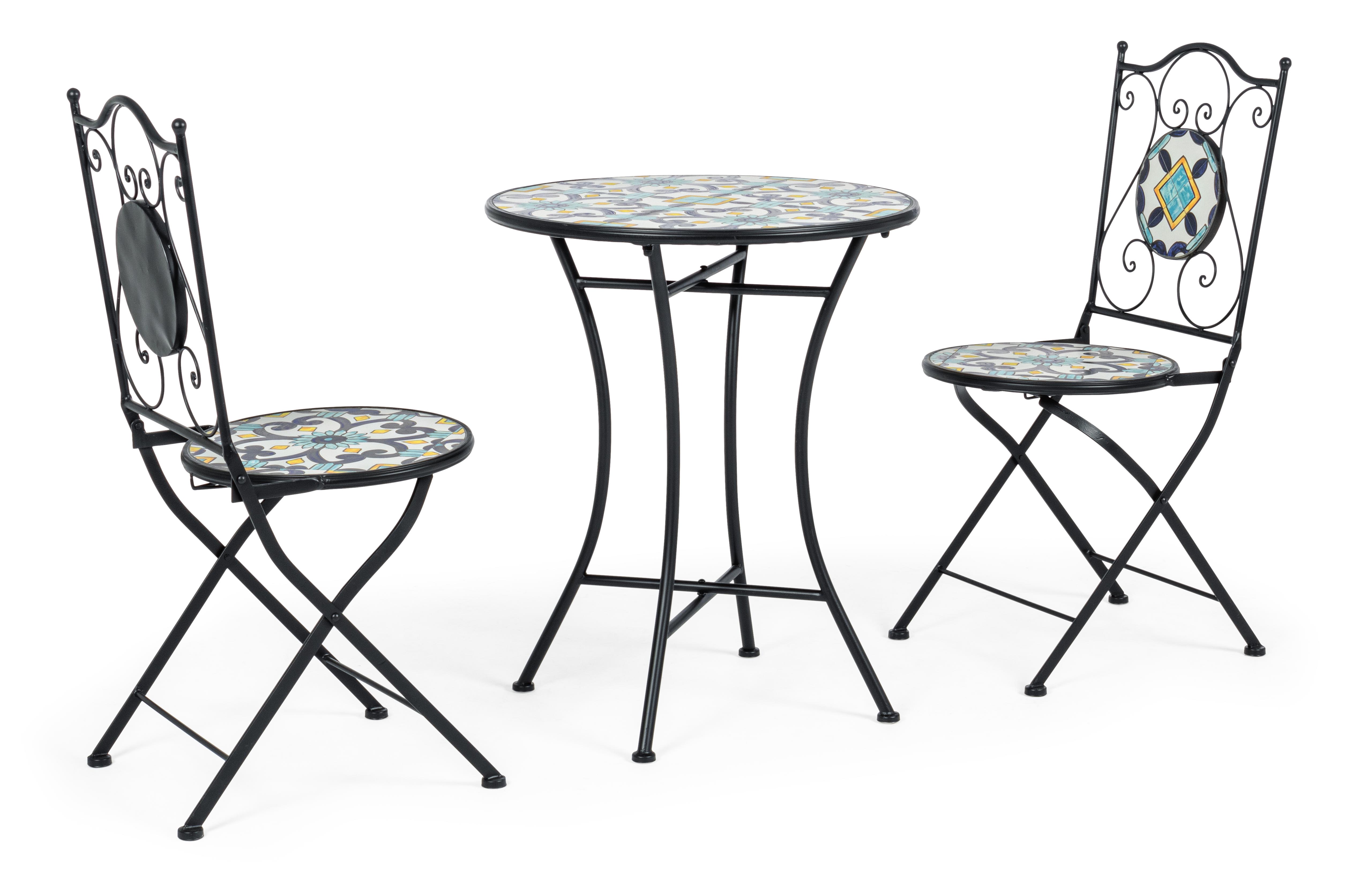 Set pranzo tavolo pieghevole 150x90 cm e 4 sedie pieghevoli in